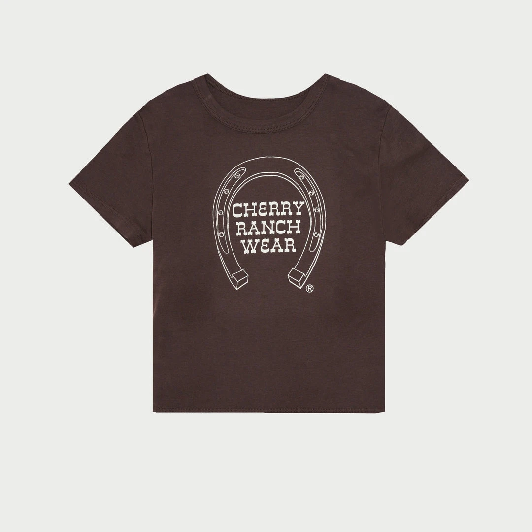 CHERRY Womens Horseshoe Baby Tee (Espresso) CHERRY Womens Horseshoe Baby Tee (Espresso)
