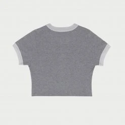 CHERRY Western Ringer Baby Tee (Heather Grey/White) Womens