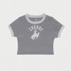 CHERRY Western Ringer Baby Tee (Heather Grey/White) Womens