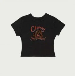 CHERRY Womens Bull Dog Baby Tee (Faded Black)