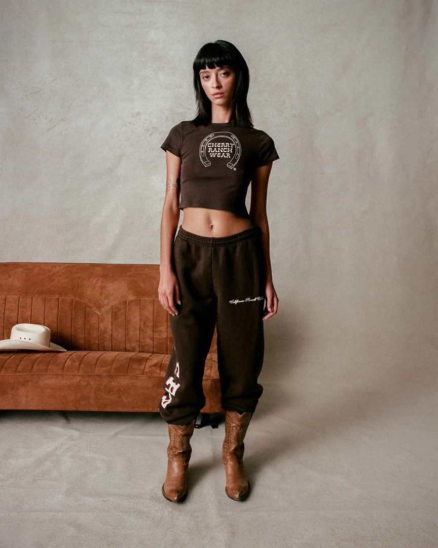 CHERRY Womens Horseshoe Baby Tee (Espresso) CHERRY Womens Horseshoe Baby Tee (Espresso)