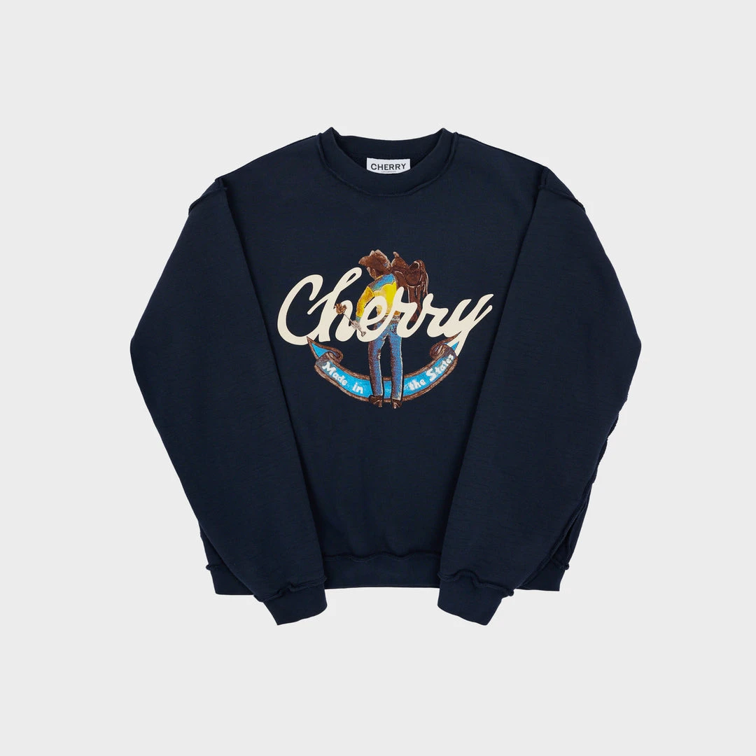 CHERRY Cattleman Inside Out Crewneck (Navy) 3 CHERRY Cattleman Inside Out Crewneck (Navy)